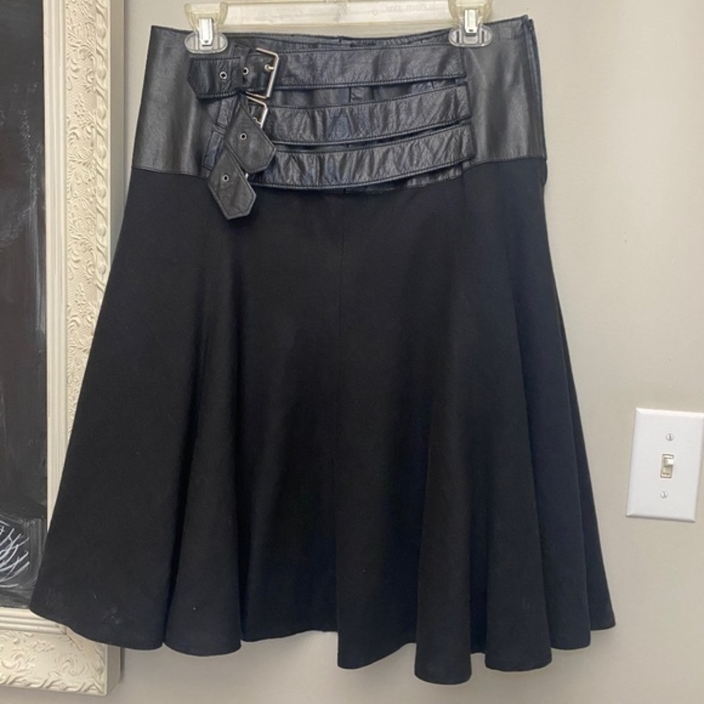 Mackage Sweeties Leather and Linen Skirt